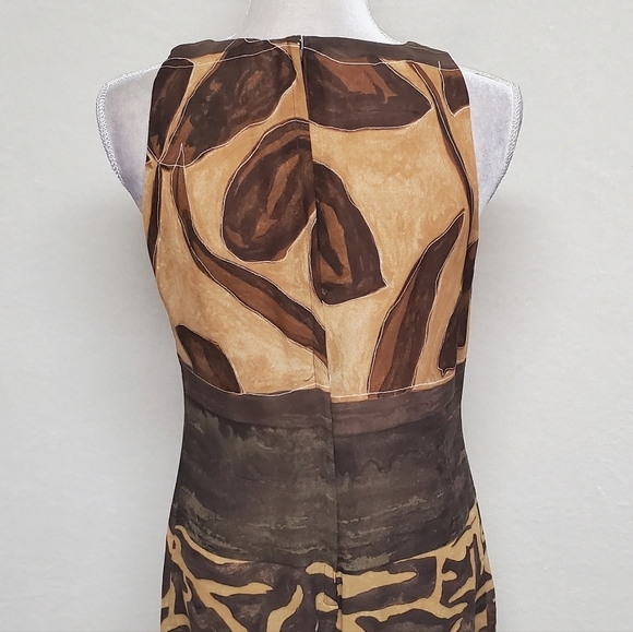 80s Vintage PG Collections Brown Giraffe Print Chiffon Mini Dress Scarf Set 6 - Picture 12 of 16